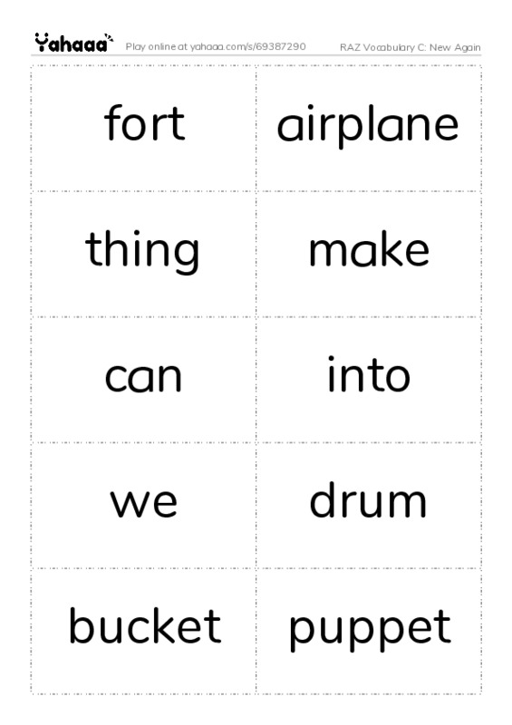RAZ Vocabulary C: New Again PDF two columns flashcards