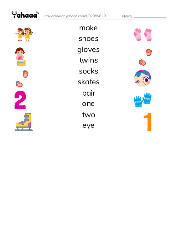RAZ Vocabulary C: Pairs PDF three columns match words
