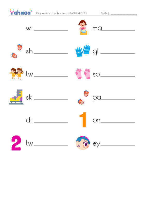 RAZ Vocabulary C: Pairs PDF worksheet writing row