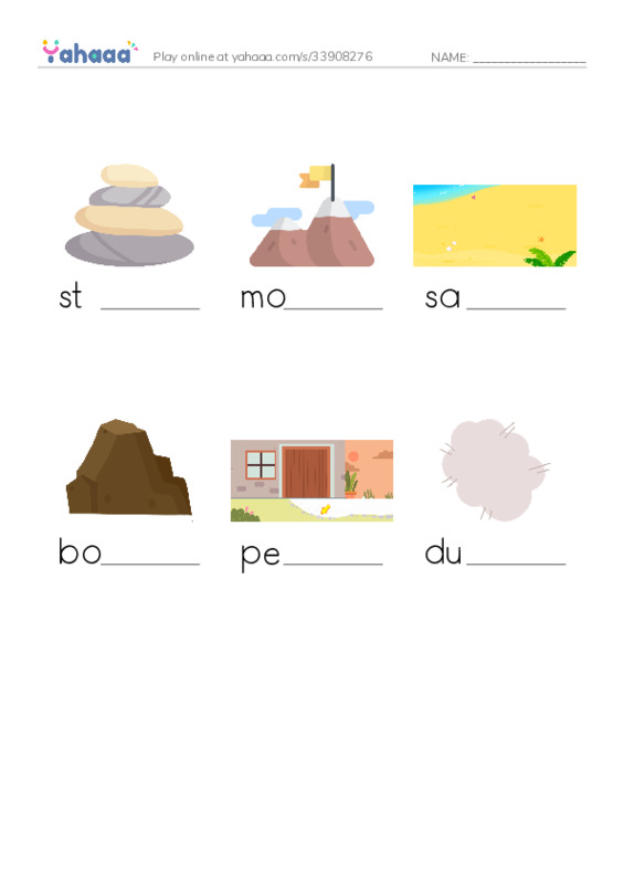 RAZ Vocabulary C: Rocks PDF worksheet to fill in words gaps