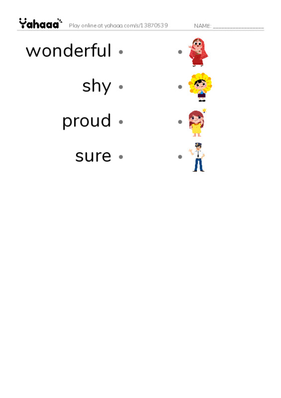 RAZ Vocabulary C: Sherman Sure Is Shy PDF link match words worksheet