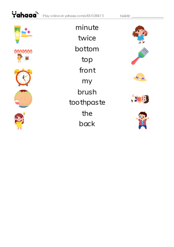 RAZ Vocabulary C: Teeth Brushing Fun PDF three columns match words