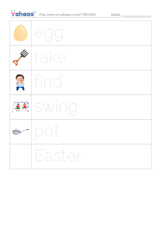 RAZ Vocabulary C: The Easter Egg Hunt PDF one column image words