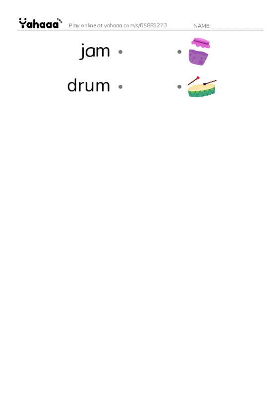 RAZ Vocabulary C: The Woodsy Band Jam PDF link match words worksheet