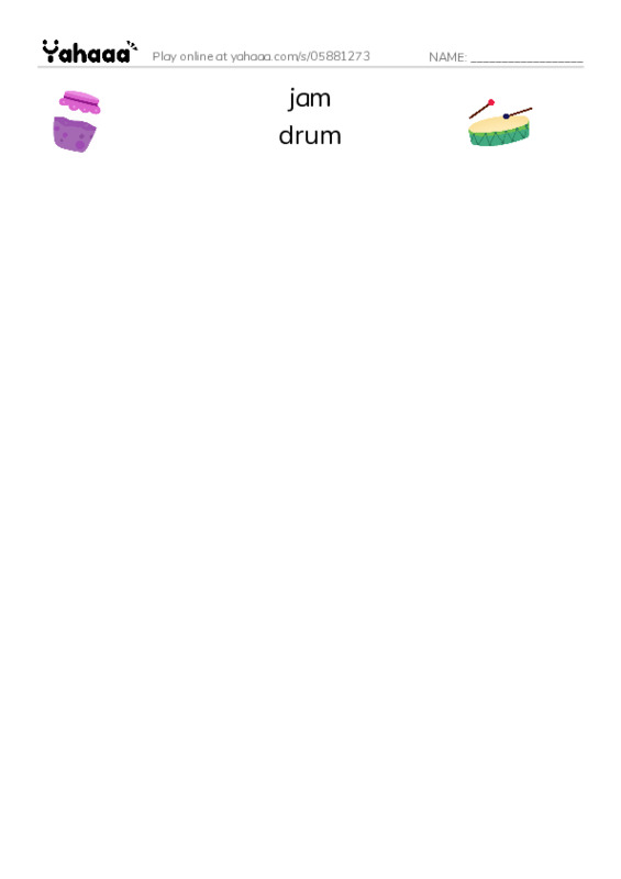 RAZ Vocabulary C: The Woodsy Band Jam PDF three columns match words