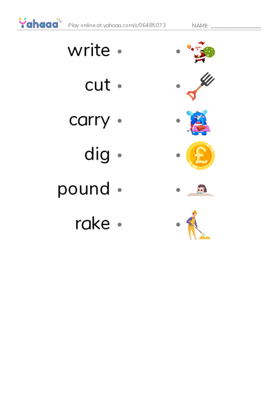 RAZ Vocabulary C: Tools PDF link match words worksheet