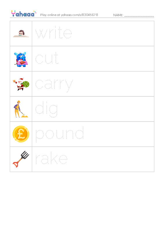 RAZ Vocabulary C: Tools PDF one column image words