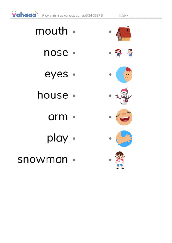 RAZ Vocabulary C: We Make a Snowman PDF link match words worksheet