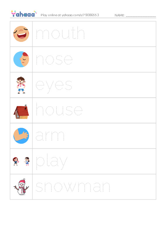 RAZ Vocabulary C: We Make a Snowman PDF one column image words