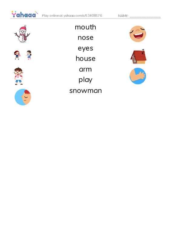 RAZ Vocabulary C: We Make a Snowman PDF three columns match words
