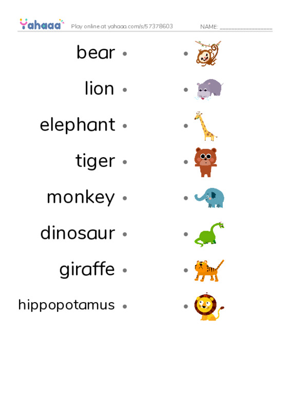 RAZ Vocabulary C: What Is at the Zoo PDF link match words worksheet