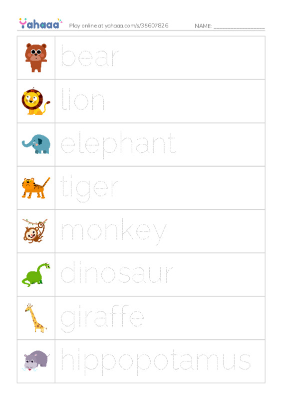 RAZ Vocabulary C: What Is at the Zoo PDF one column image words