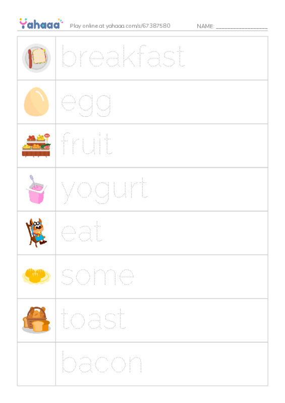 RAZ Vocabulary C: Whats for Breakfast PDF one column image words