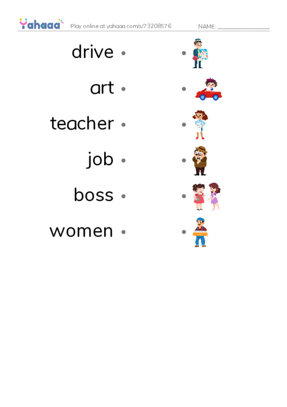 RAZ Vocabulary C: Whats My Job PDF link match words worksheet