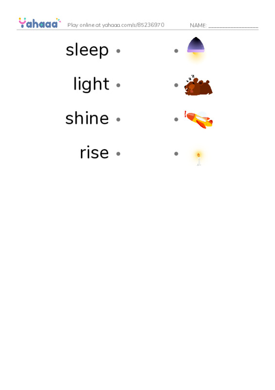 RAZ Vocabulary C: When Is Nighttime PDF link match words worksheet
