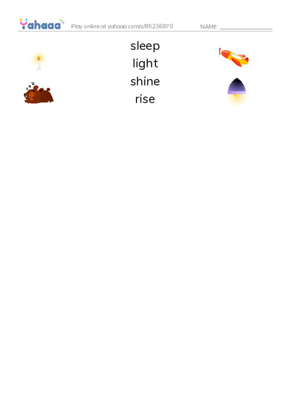 RAZ Vocabulary C: When Is Nighttime PDF three columns match words