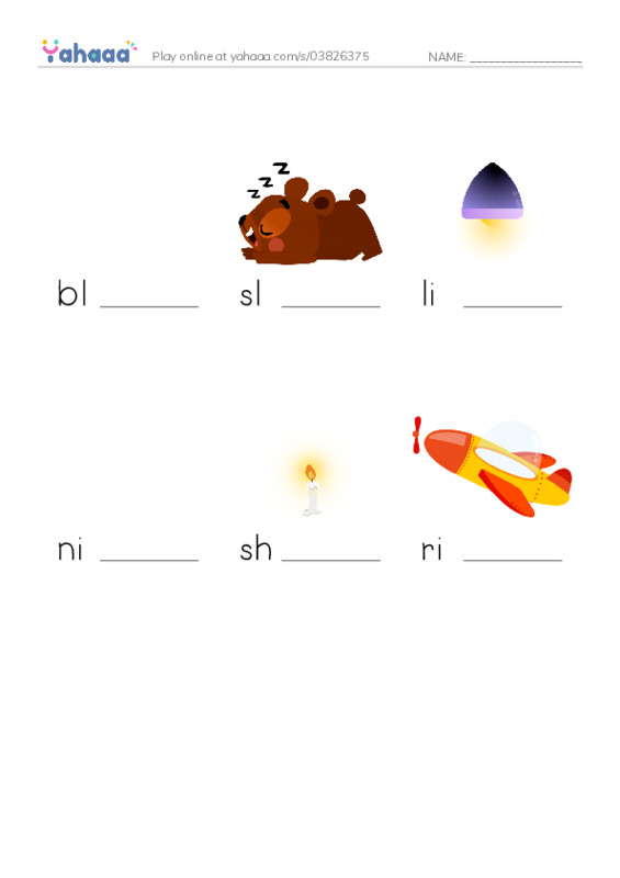 RAZ Vocabulary C: When Is Nighttime PDF worksheet to fill in words gaps