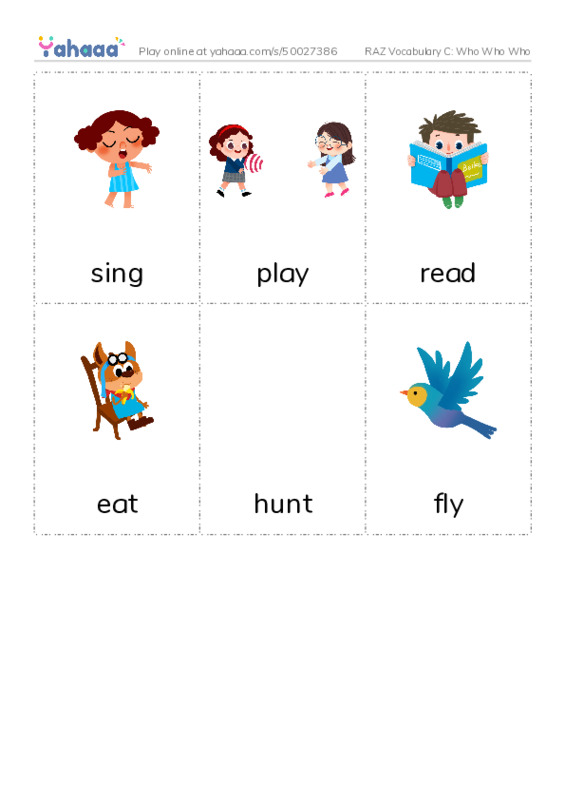 RAZ Vocabulary C: Who Who Who PDF flaschards with images