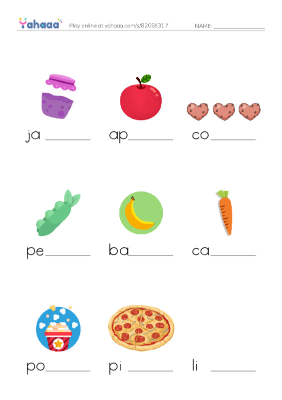 RAZ Vocabulary C: Yummy Yummy PDF worksheet to fill in words gaps