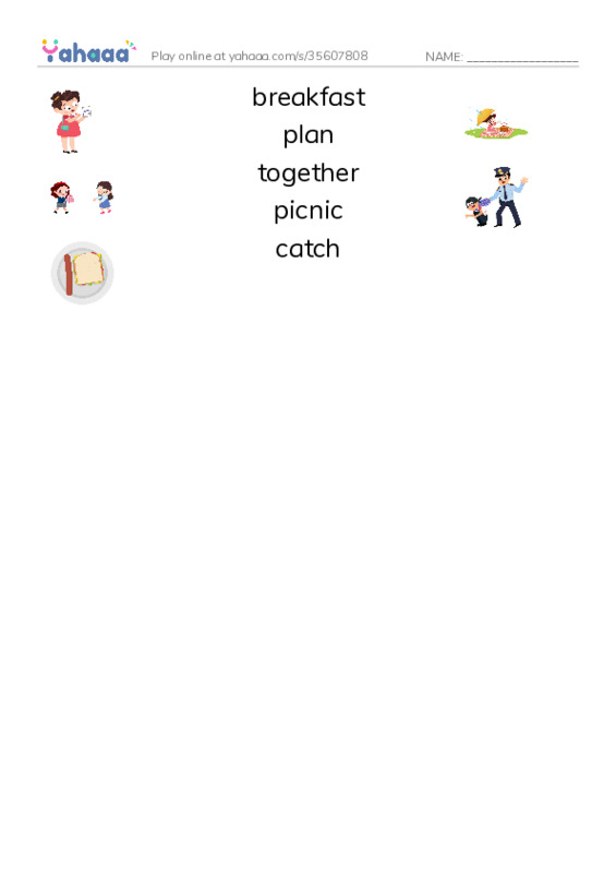 RAZ Vocabulary D: A Day for Dad PDF three columns match words