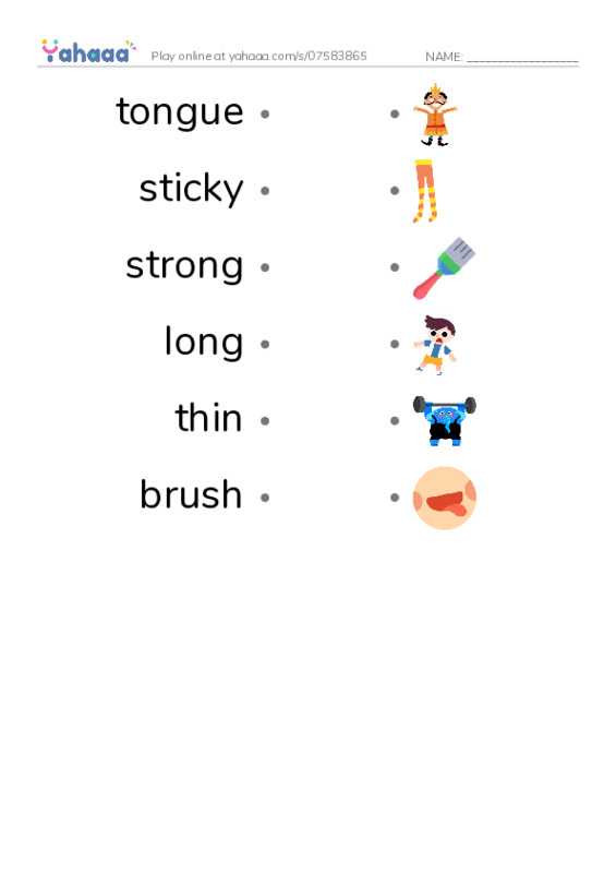 RAZ Vocabulary D: Animal Tongues PDF link match words worksheet