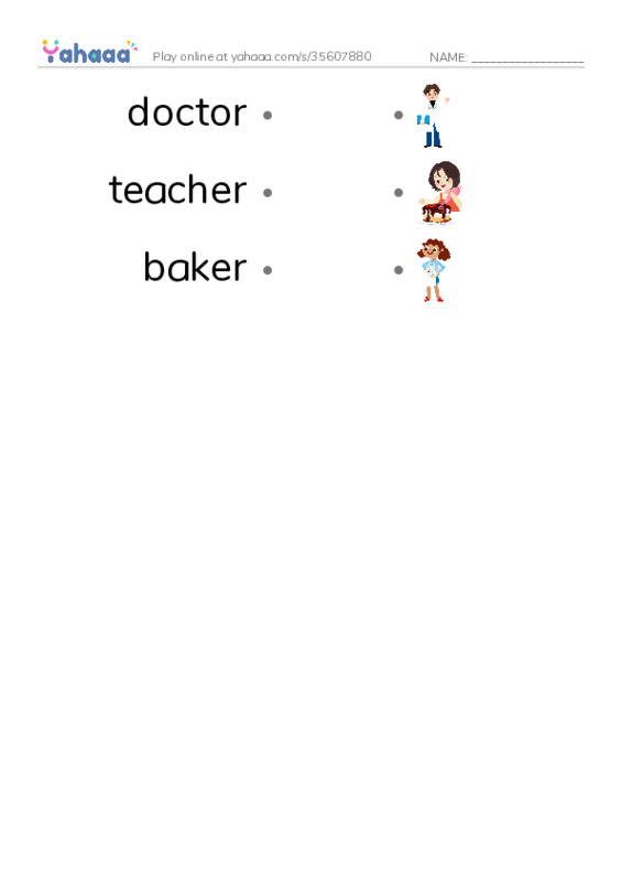 RAZ Vocabulary D: Community Helpers PDF link match words worksheet
