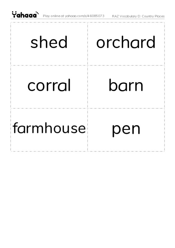 RAZ Vocabulary D: Country Places PDF two columns flashcards