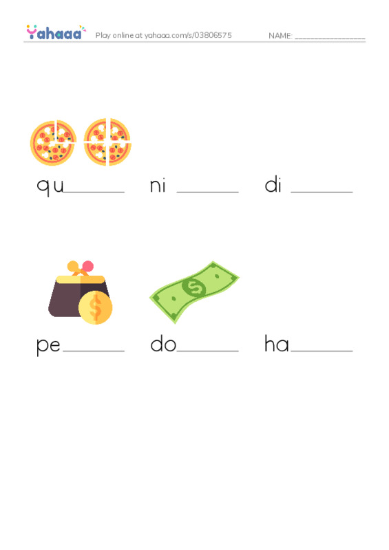 RAZ Vocabulary D: Dollars and Cents PDF worksheet to fill in words gaps