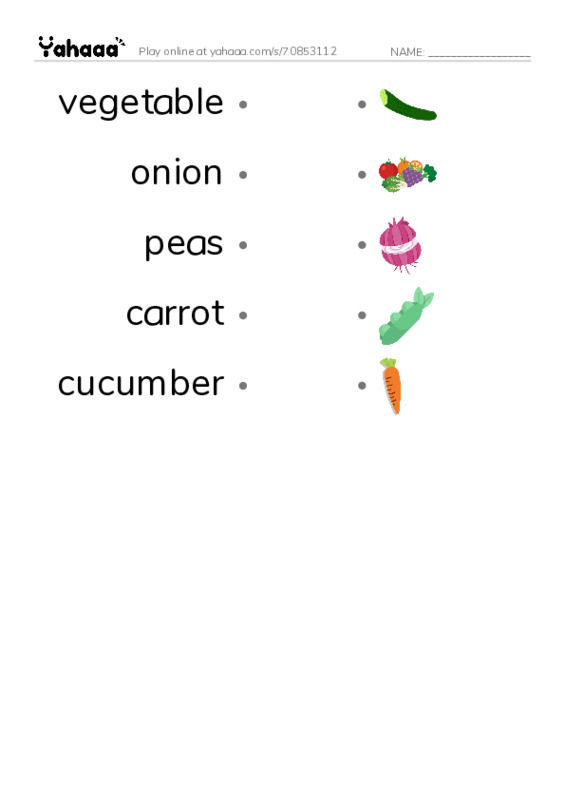 RAZ Vocabulary D: Grow Vegetables  PDF link match words worksheet