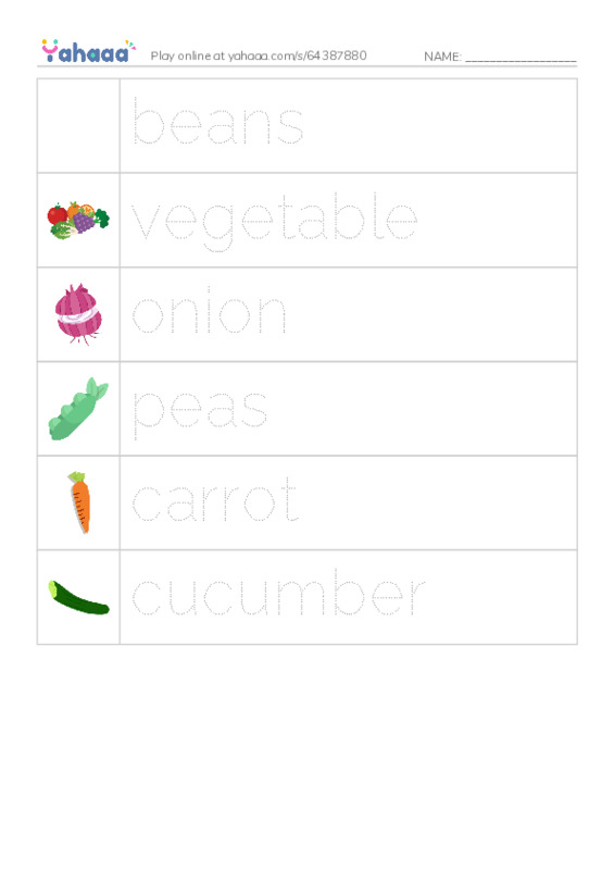 RAZ Vocabulary D: Grow Vegetables  PDF one column image words