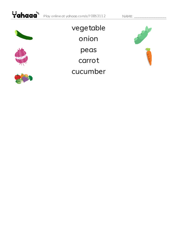 RAZ Vocabulary D: Grow Vegetables  PDF three columns match words