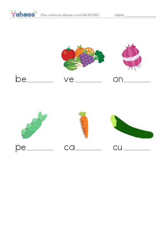 RAZ Vocabulary D: Grow Vegetables  PDF worksheet to fill in words gaps