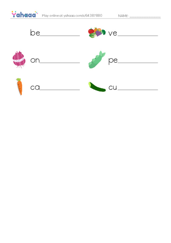 RAZ Vocabulary D: Grow Vegetables  PDF worksheet writing row