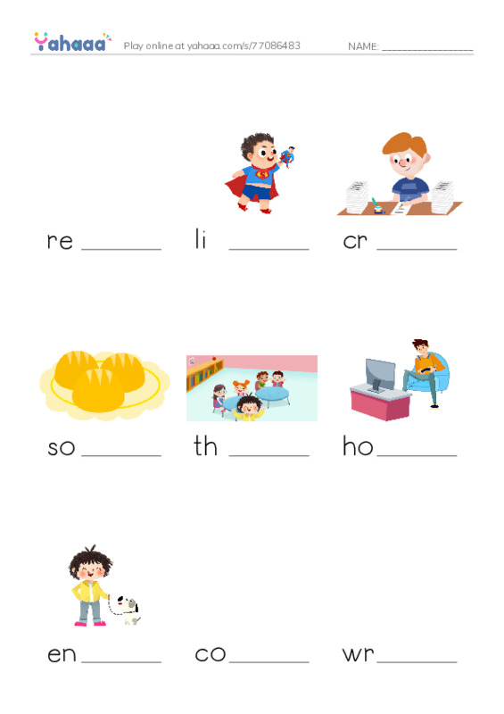 RAZ Vocabulary D: Hobbies PDF worksheet to fill in words gaps