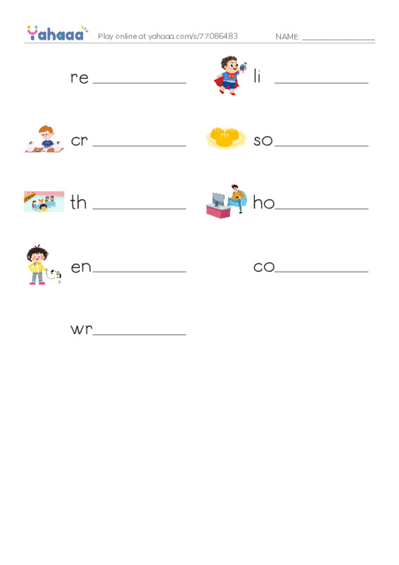 RAZ Vocabulary D: Hobbies PDF worksheet writing row