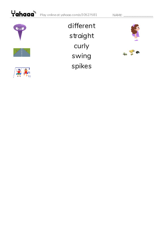 RAZ Vocabulary D: I Like My Hair PDF three columns match words