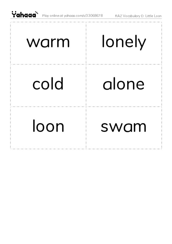 RAZ Vocabulary D: Little Loon PDF two columns flashcards