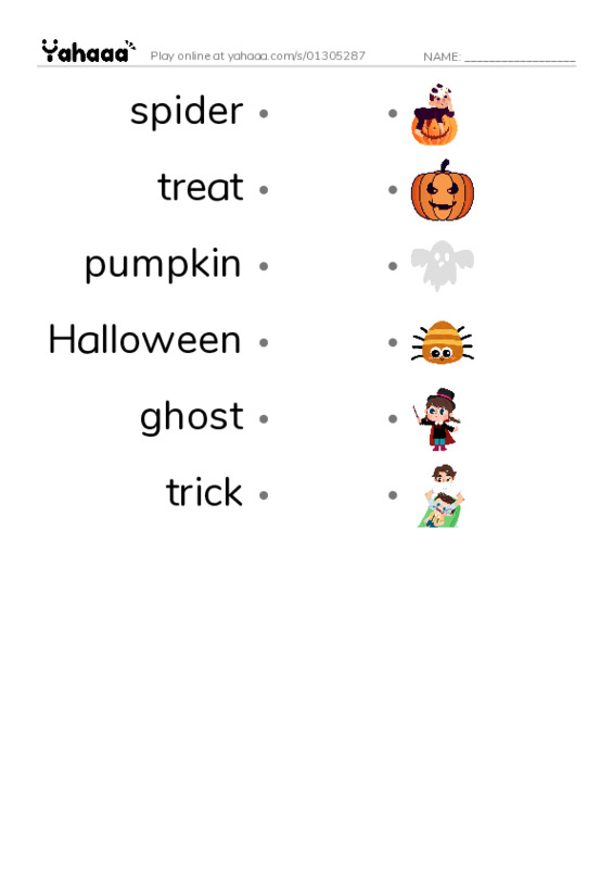 RAZ Vocabulary D: Marias Halloween PDF link match words worksheet