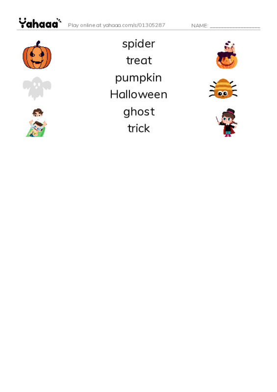 RAZ Vocabulary D: Marias Halloween PDF three columns match words