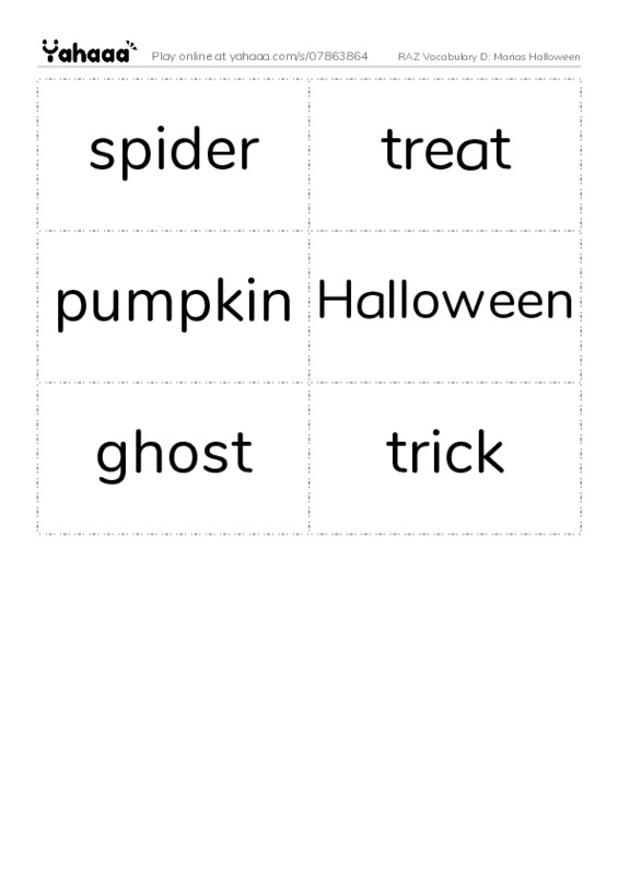 RAZ Vocabulary D: Marias Halloween PDF two columns flashcards