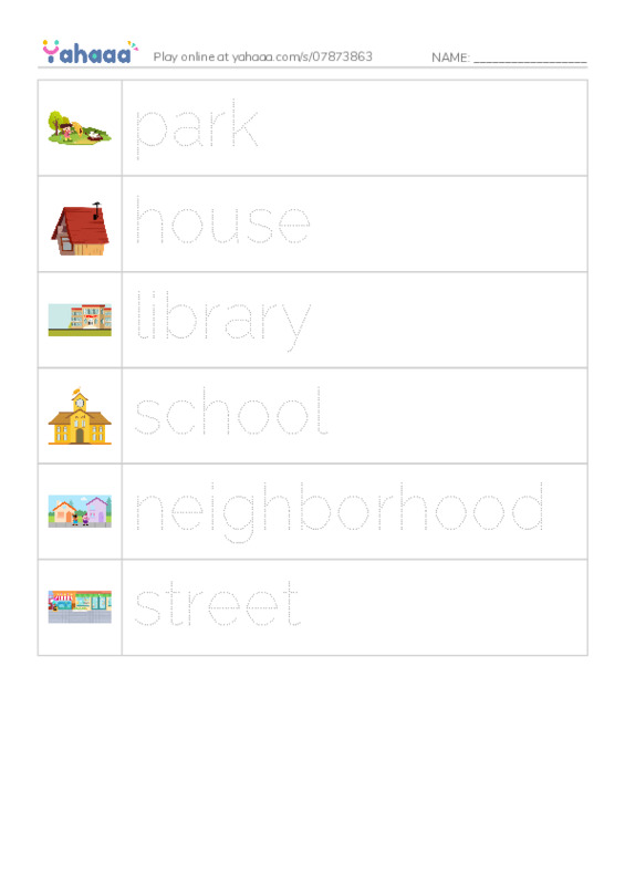RAZ Vocabulary D: My Neighborhood PDF one column image words