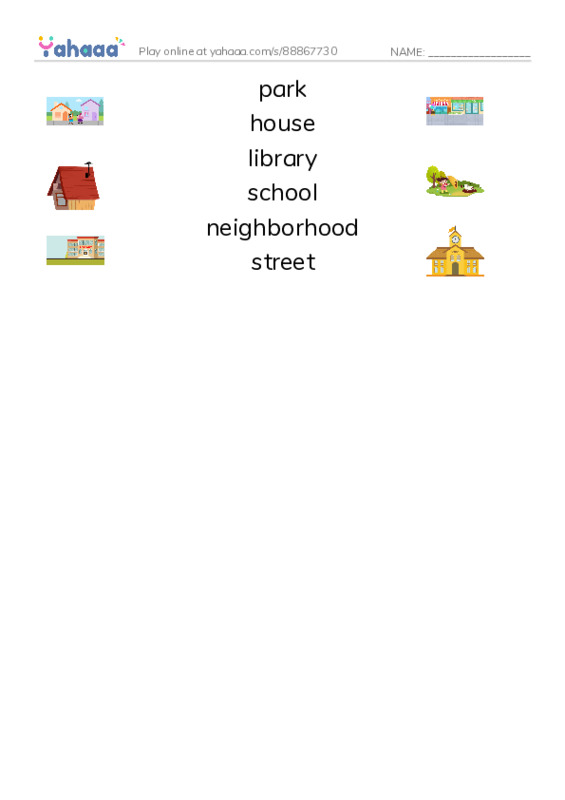 RAZ Vocabulary D: My Neighborhood PDF three columns match words