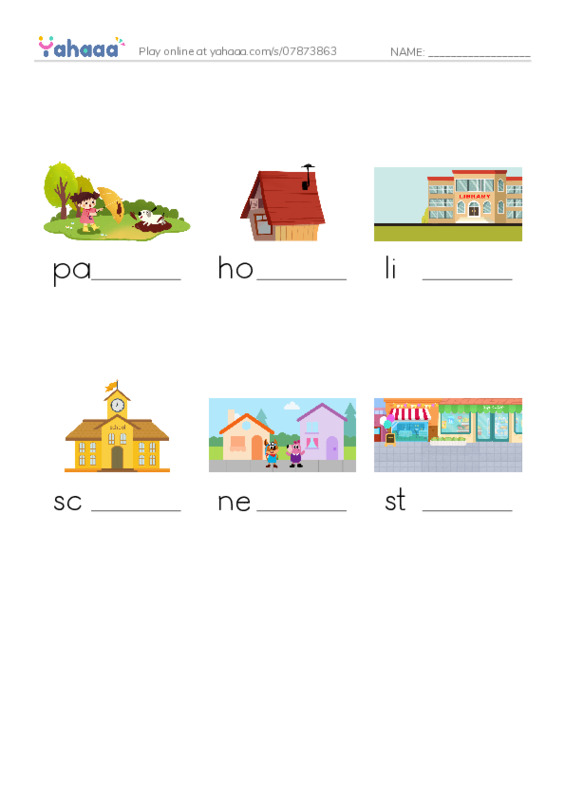 RAZ Vocabulary D: My Neighborhood PDF worksheet to fill in words gaps