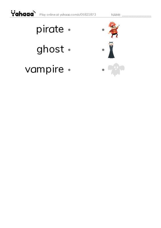 RAZ Vocabulary D: Nothing Scares Me PDF link match words worksheet