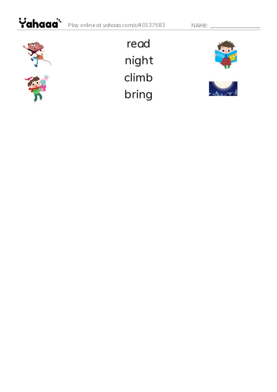 RAZ Vocabulary D: Our Good Night Story PDF three columns match words