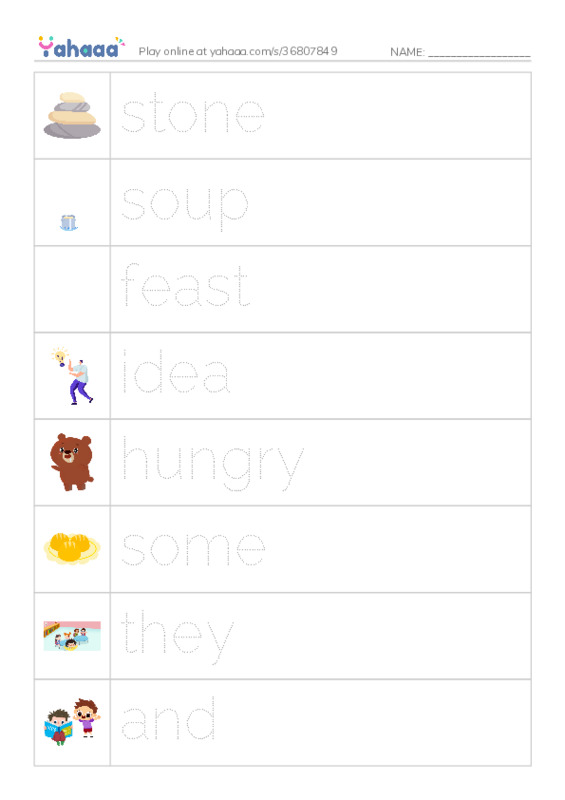 RAZ Vocabulary D: Stone Soup PDF one column image words