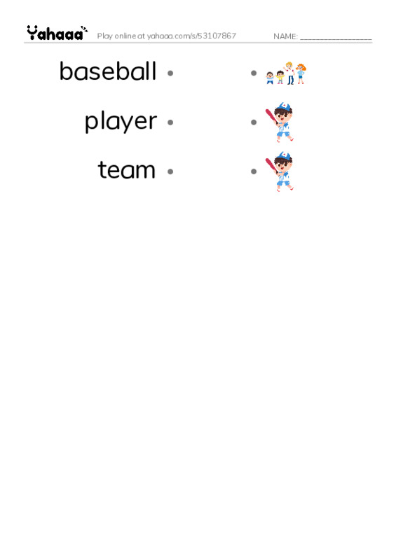 RAZ Vocabulary D: The Team PDF link match words worksheet