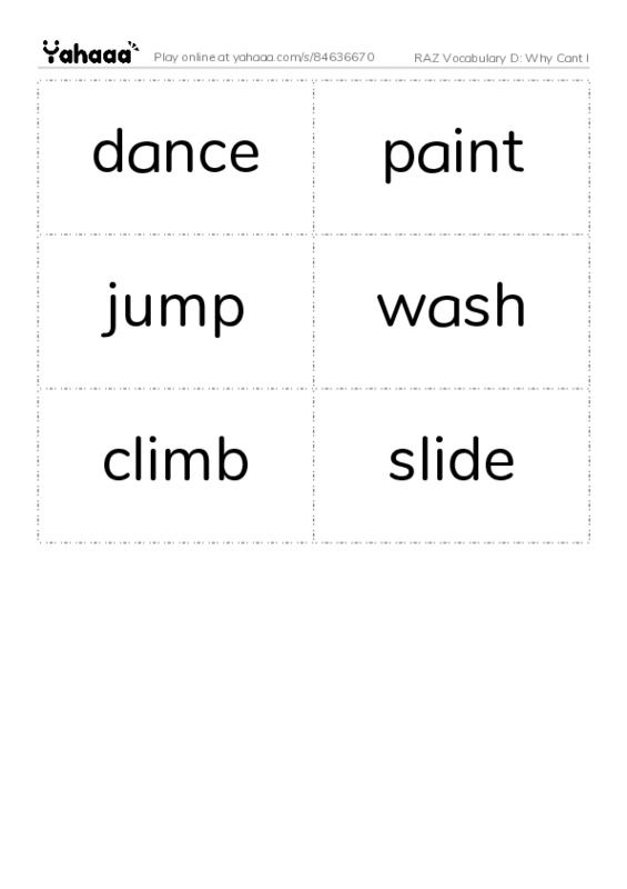 RAZ Vocabulary D: Why Cant I PDF two columns flashcards