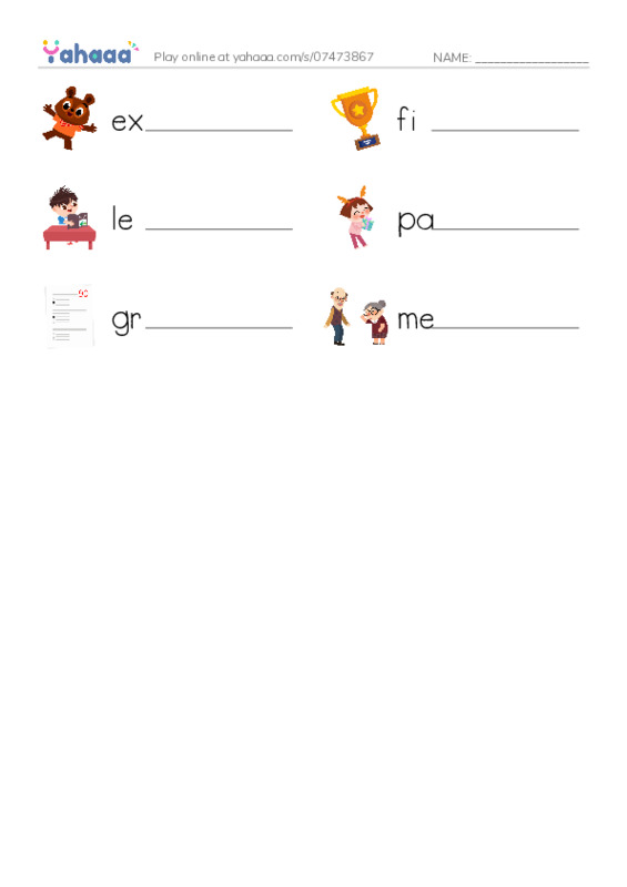 RAZ Vocabulary E: A Day of Firsts PDF worksheet writing row