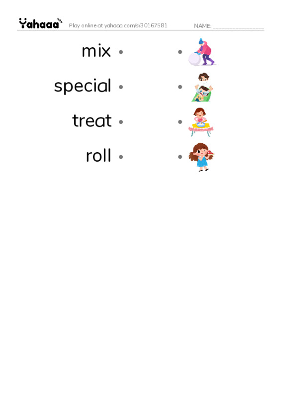 RAZ Vocabulary E: A Sweet Tale PDF link match words worksheet